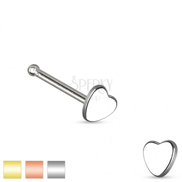 Nose piercing made of surgical steel, small symmetric heart