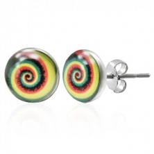 Colourful steel earrings - spiral