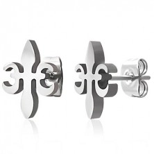 Steel earrings - Fleur De Lis cross