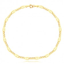 585 gold bracelet, three oval links, one elongated part, 215 mm