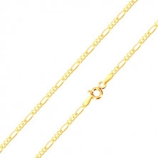 Chain in yellow 9K gold - three small eyelets and elongated one, 450 mm