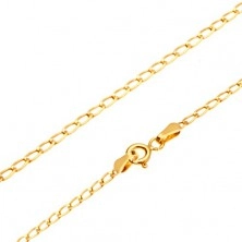 Chain made of yellow 14K gold - shiny flat oval links, 445 mm