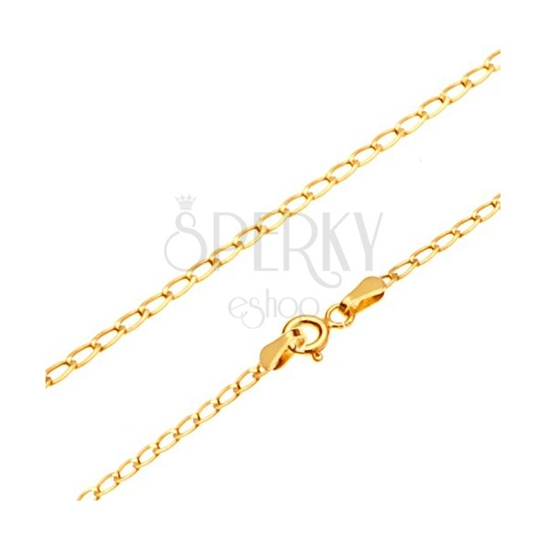 Chain made of yellow 14K gold - shiny flat oval links, 445 mm