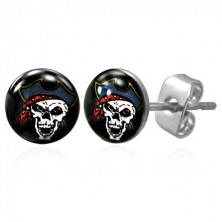 Stainless steel earrings - pirate skull