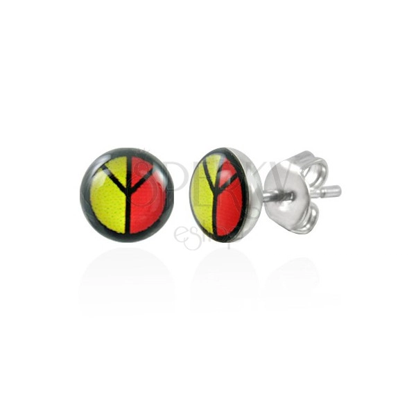 Colourful steel earrings - PEACE