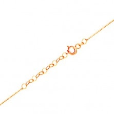 Necklace made of yellow 14K gold - four-leaf clover and dangling heart, shiny chain