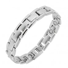 Bracelet made of 316L steel, "Y" links with magnets, silver hue