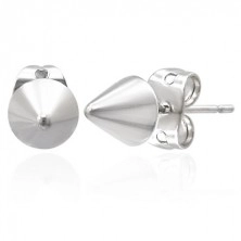 Stud earrings made of 316L steel - cone in silver colour