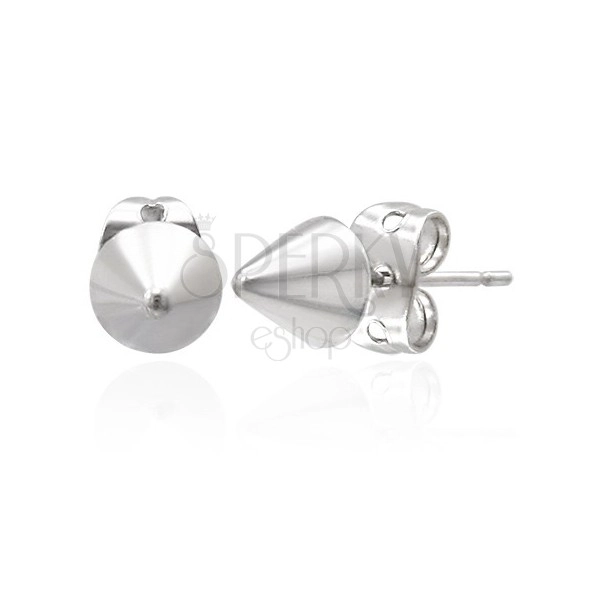 Stud earrings made of 316L steel - cone in silver colour