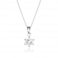 925 silver necklace, clear zircon flower, fine chain