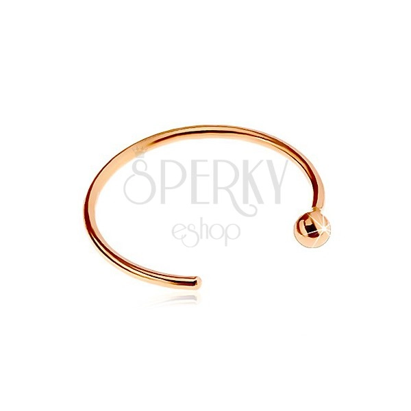Nose piercing made of pink 14K gold - shiny circle ending in ball