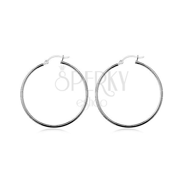 Earrings made of 925 silver - shiny smooth circles, high-gloss, 40 mm