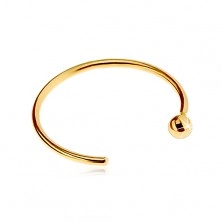 Nose piercing made of 585 yellow gold - shiny circle ending in ball