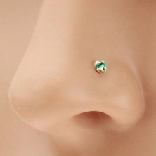 585 gold nose piercing, straight - glistening zircon in aquamarine colour, 1,5 mm