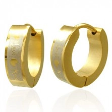 Golden colour surgical steel earrings - Love Kiss