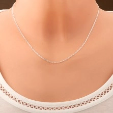 Shiny 925 silver chain, long and short oval links, width 1,3 mm, length 460 mm 