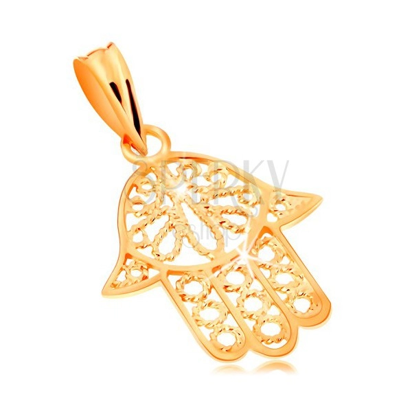 585 gold pendant - decoratively cut-out Fatima's hand, shiny surface