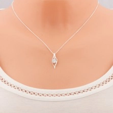 925 silver necklace, asymmetric grain contour with sparkly clear zircon