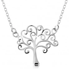 925 silver necklace, thin chain and pendant - shiny tree of life