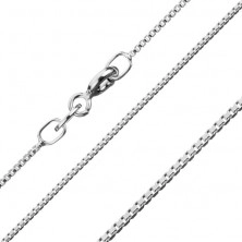 925 silver chain, densely joined shiny angular links, 1,1 mm