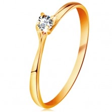 Ring made of yellow 14K gold - lustrous clear brilliant in shiny raised mount