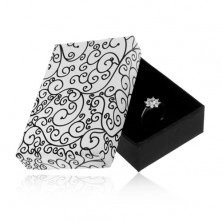 Box for set or necklace in black-white colour, imprint of ornaments