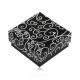 Paper black box for earrings or pendant, white spiral ornaments