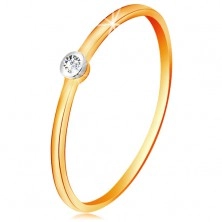 585 gold bicoloured ring - clear brilliant in round mount, narrow shoulders