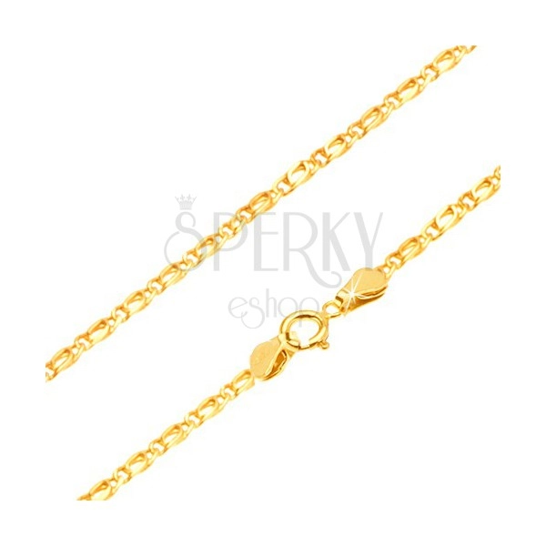 Chain made of yellow 14K gold - connected oval links, flattened, 490 mm