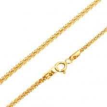 Yellow gold chain 14K, structured snake pattern, round cross-section, 450 mm