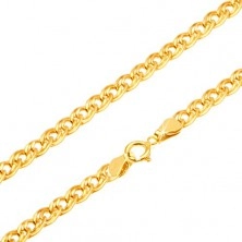 Gold chain - shimmering elliptical bigger and smaller link, 450 mm