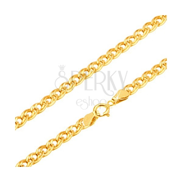Gold chain - shimmering elliptical bigger and smaller link, 450 mm