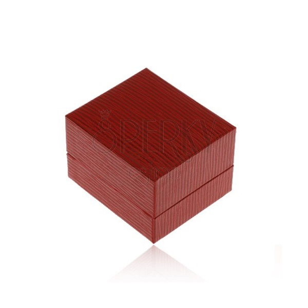Gift box for earrings, leatherette surface in dark red colour, notches