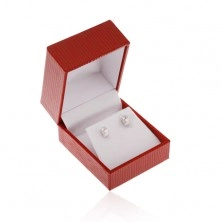 Gift box for earrings, leatherette surface in dark red colour, notches