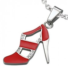 Red dance shoe pendant made of steel