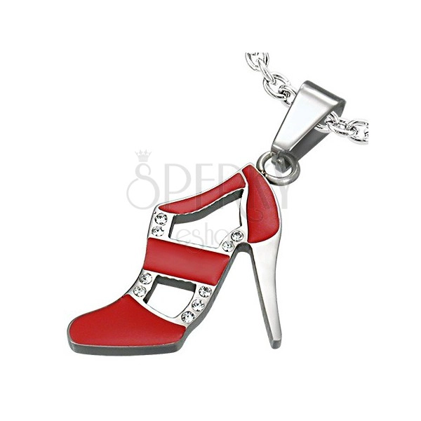Red dance shoe pendant made of steel