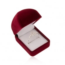 Velvet box for ring or earrings, claret protruding surface