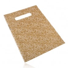 Decorative plastic bag in gold-white colour, flowery ornaments