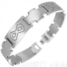 Steel linked bracelet with mask and cross