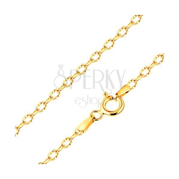 Bracelet made of yellow 585 gold, shiny oval links with notches, 190 mm