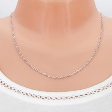 Shiny chain made of white 14K gold, oval links with tiny notches, 550 mm