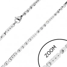 Chain made of 316L steel in silver hue, longer and shorter prisms, 3 mm