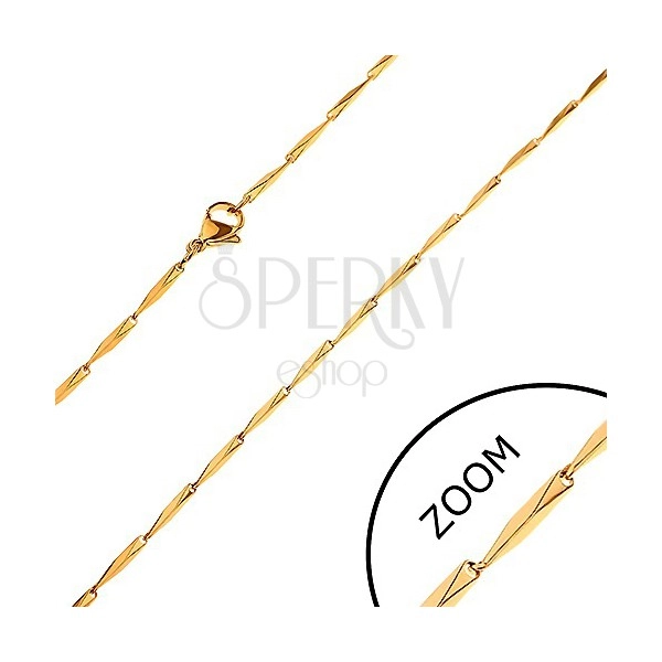 Chain made of 316L steel, bevelled angular links in gold colour, 1,5 mm