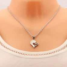 Set of necklaces made of 316L steel for lovers, heart pendants, clear zircons