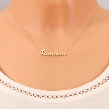 585 gold adjustable necklace with name Tamara, fine lustrous chain