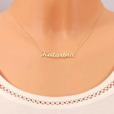 14K gold adjustable necklace with name Katarína, fine glossy chain
