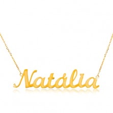 14K gold necklace - thin chain composed of oval links, shiny pendant Natália