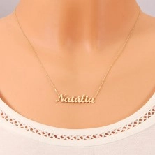 14K gold necklace - thin chain composed of oval links, shiny pendant Natália