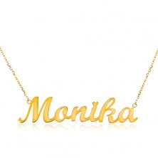 Necklace made of yellow 585 gold - thin chain, shiny pendant Monika
