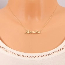 Necklace made of yellow 585 gold - thin chain, shiny pendant Monika